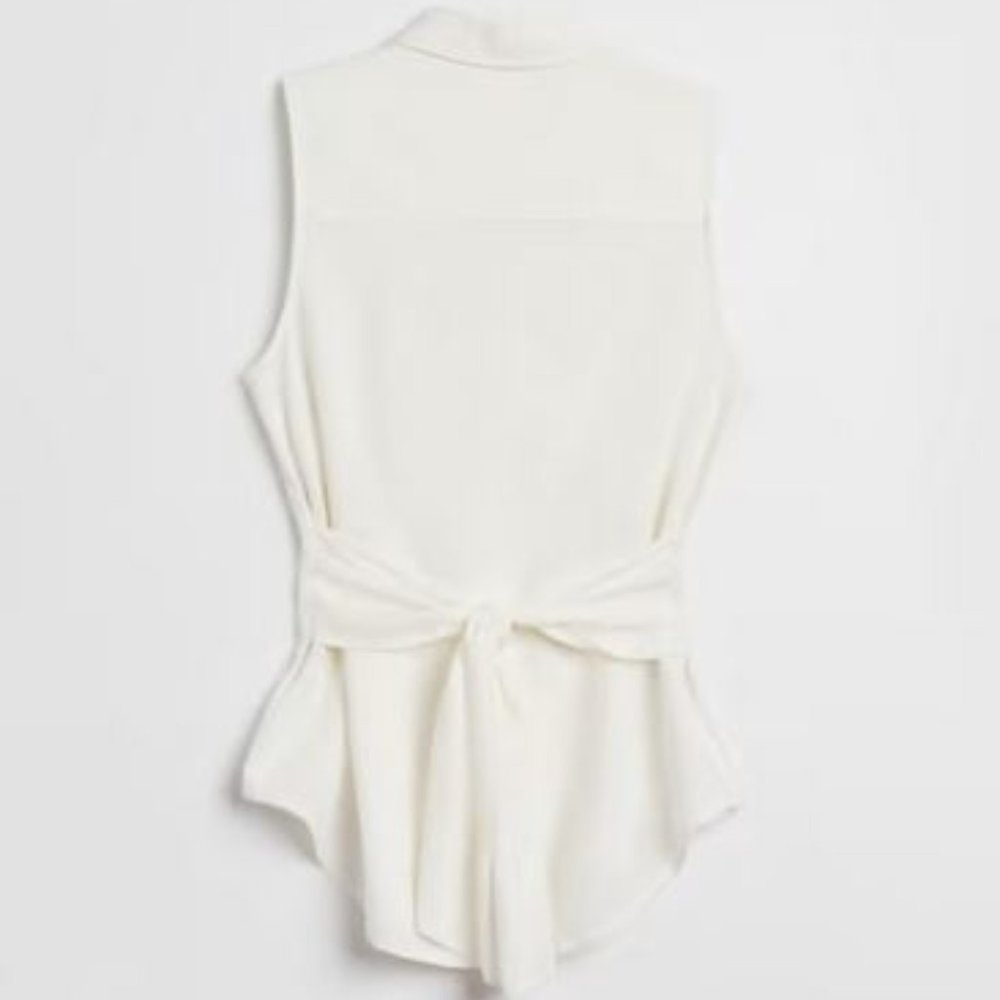 MELANIE LYNE: Tie Front Button Down Shirt - ivory - Picture 6 of 11